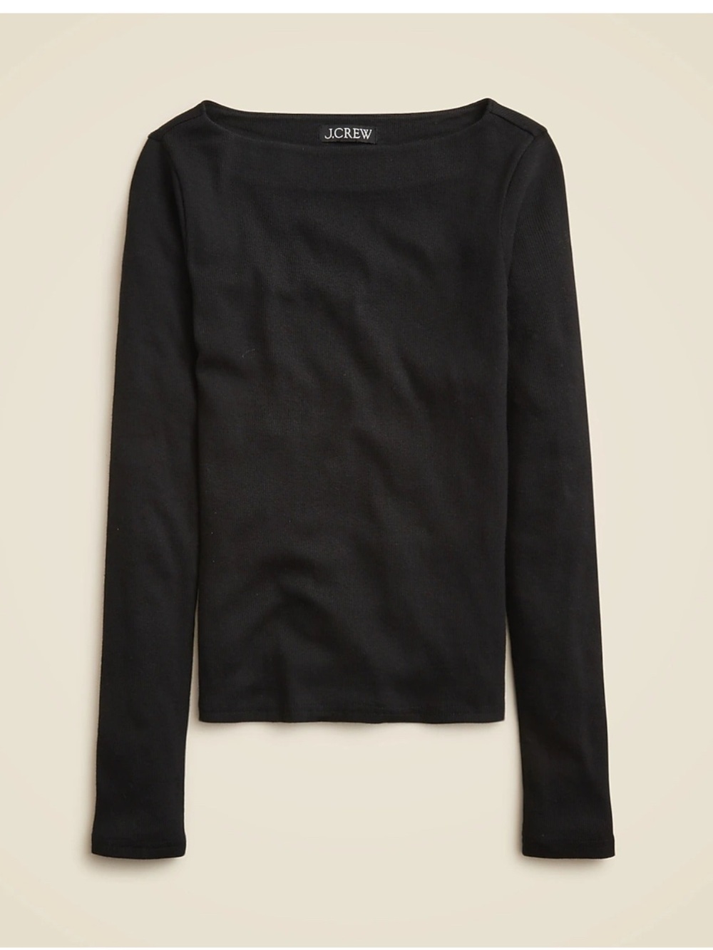 J. Crew Black Long-Sleeve Boatneck Top, L
